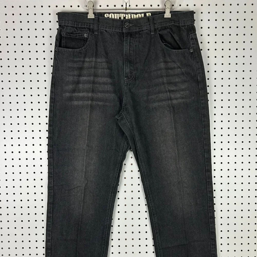 Southpole Black Gothic Y2K Baggy Jeans 38x30 Streetwear Skate Wide Leg Denim 90s